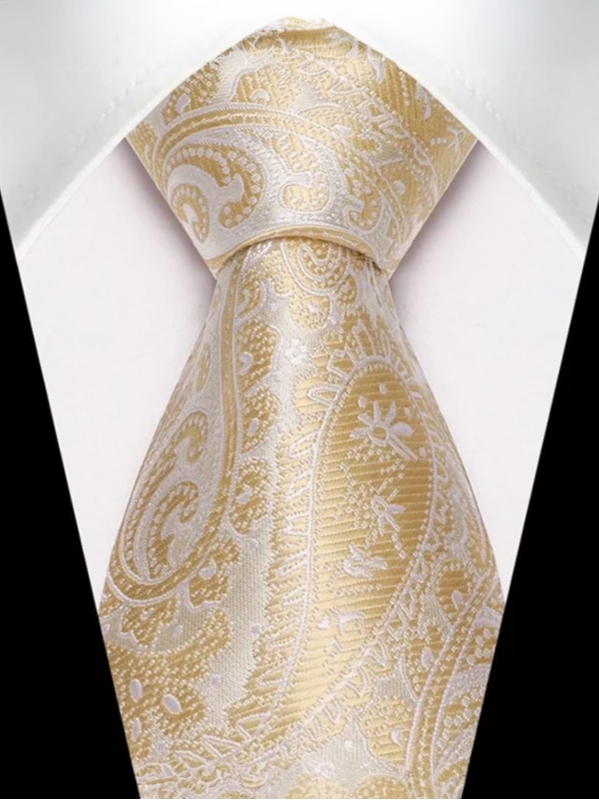 Cravatta e Pochette Paisley C - Champagne