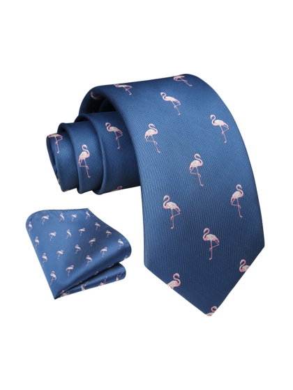 Cravatta e Pochette Flamingo