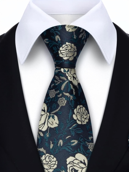 Cravatta e Pochette Dark Flower AQR