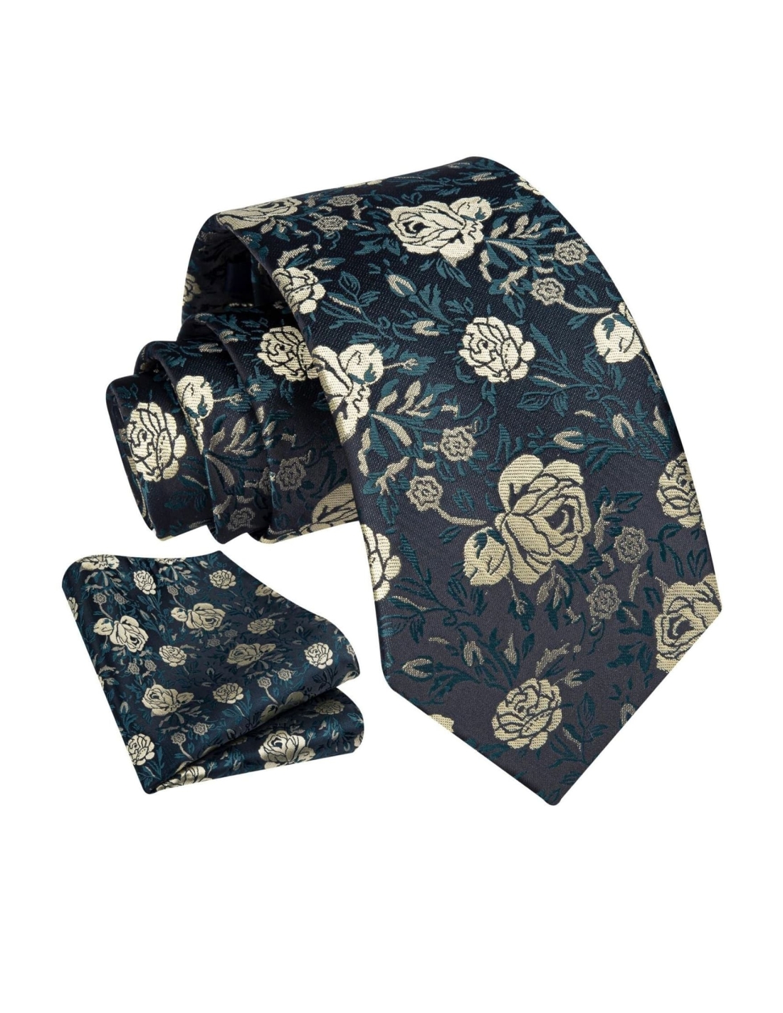 Cravatta e Pochette Dark Flower AQR