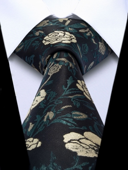 Cravatta e Pochette Dark Flower AQR