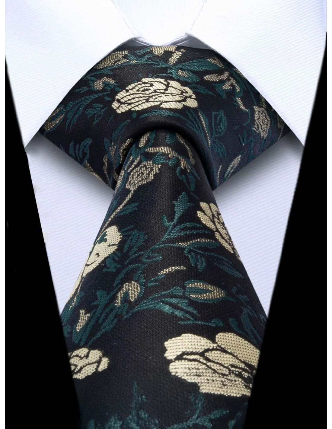 Cravatta e Pochette Dark Flower AQR