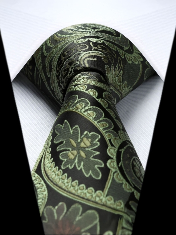Cravatta e Pochette Paisley K - Verde Militare