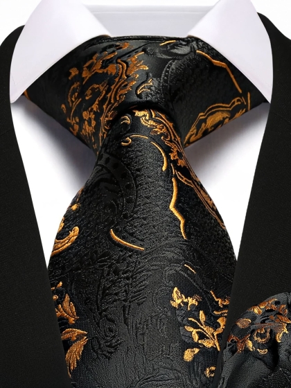 Cravatta e Pochette Dark Floral