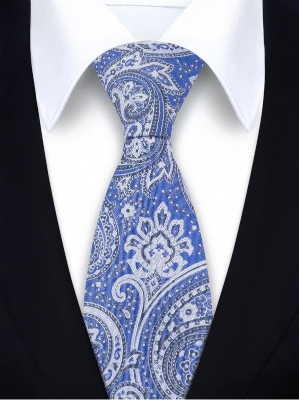 Cravatta e Pochette Paisley 12N - Blu Jeans