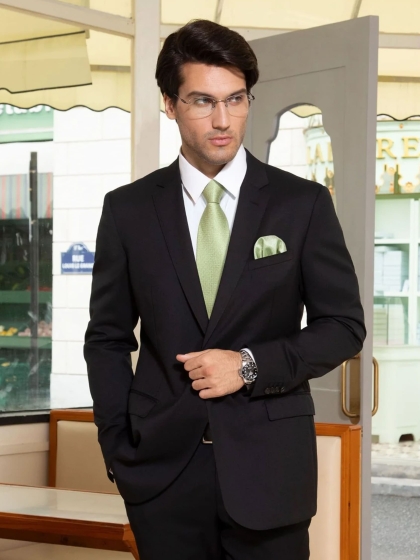 Cravatta e Pochette Sage V8J