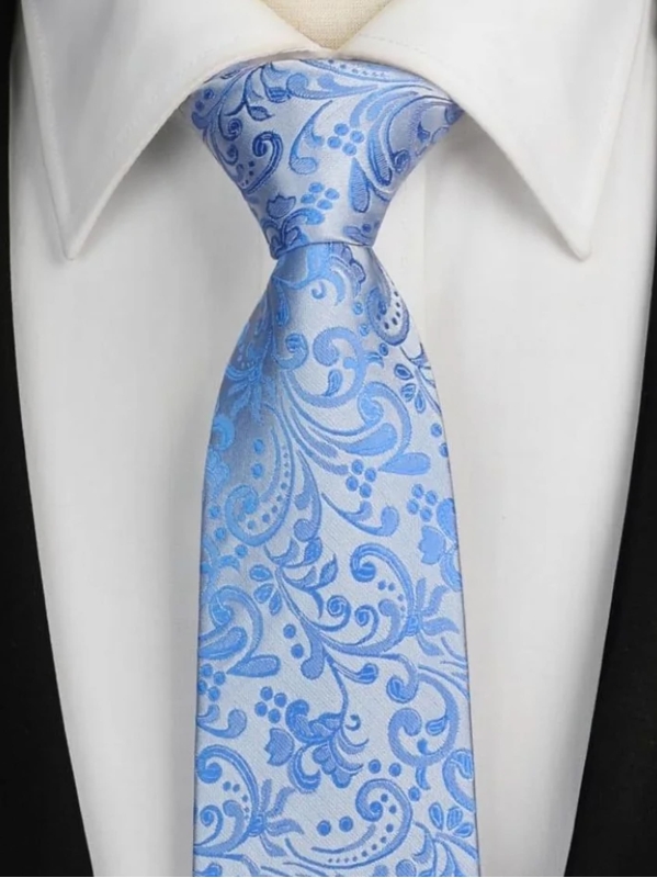 Cravatta e Pochette Floral J1F - Celeste