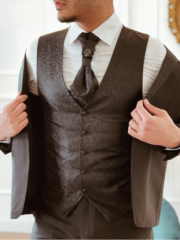 Gilet Montecarlo Damascato - Nero