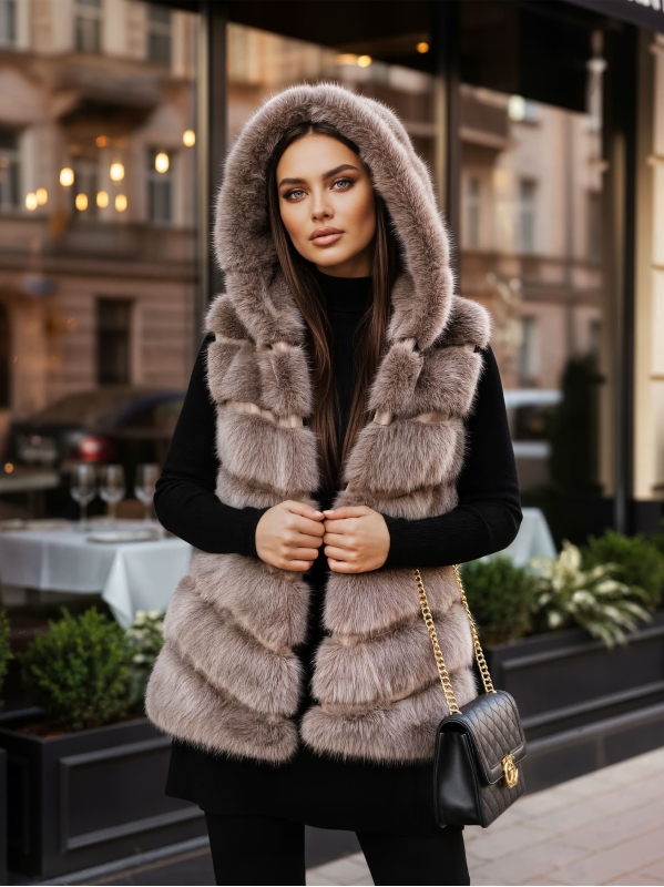 Gilet di Pelliccia Lady - Fango