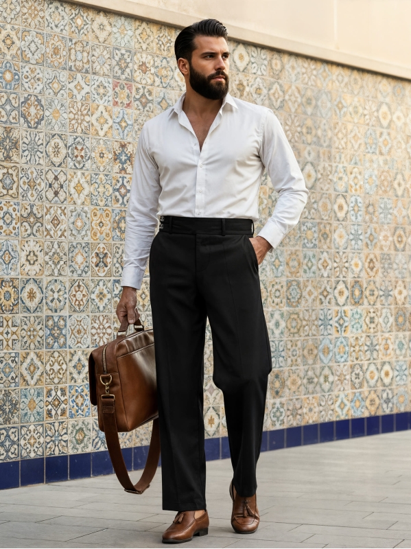 Pantalone Borsalino Palazzo - Nero