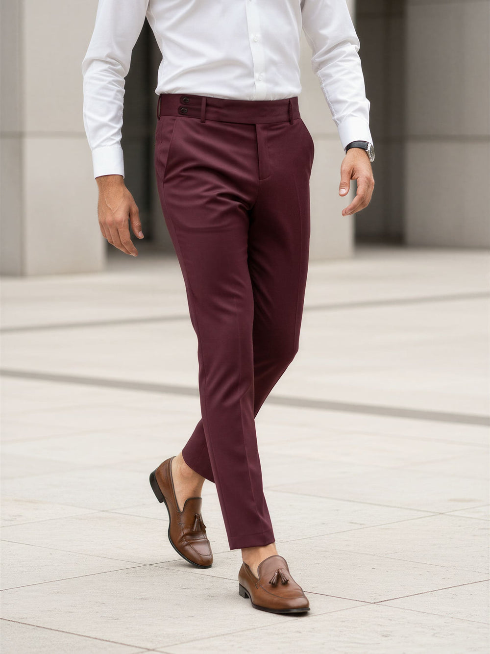 Pantalone Borsalino – pantaloni da cerimonia uomo bordeaux Dea Fea