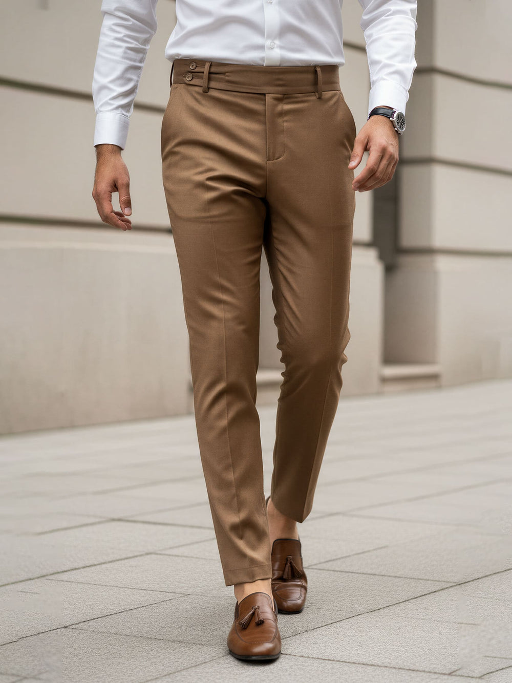 Pantalone Borsalino – pantaloni da cerimonia uomo cammello Dea Fea