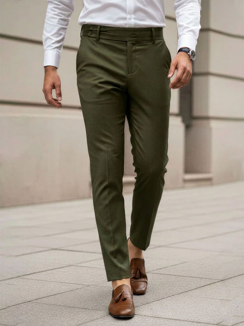 Pantalone Borsalino – pantaloni da cerimonia uomo verde militare Dea Fea